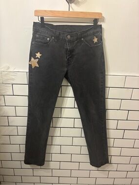 Black Levi 511 Women's Jeans with Gold Star painting